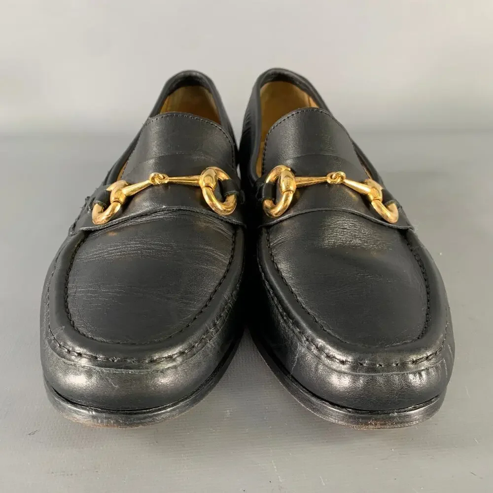 BRUNO MAGLI Size 10 Black Gold Leather Loafers - Picture 4 of 9